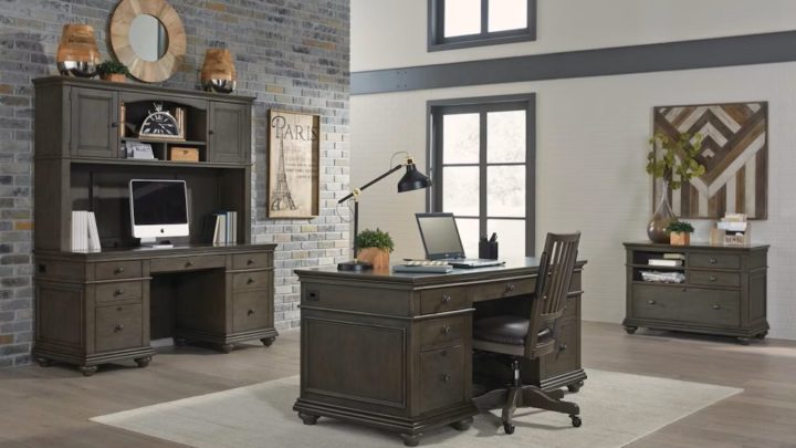 office with executive office desk with drawers